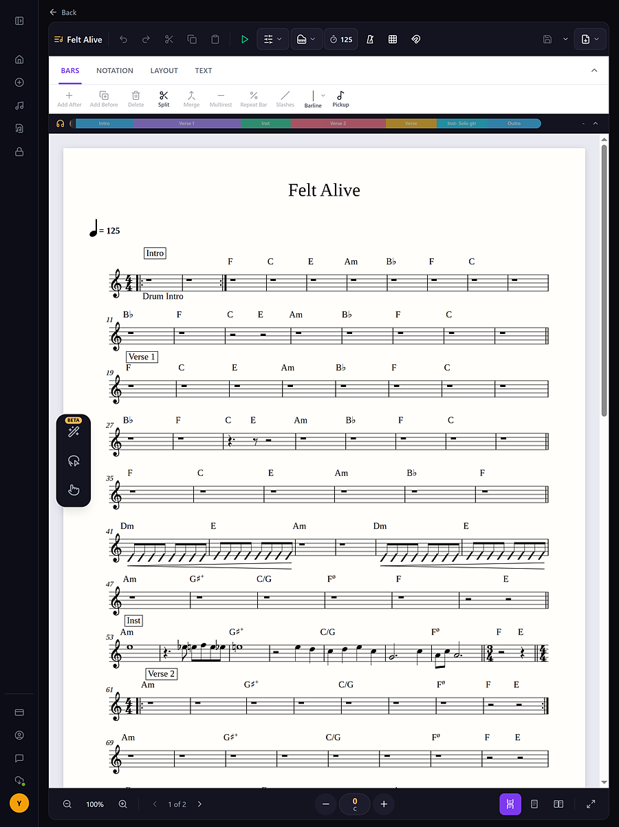 The same editor on a tablet